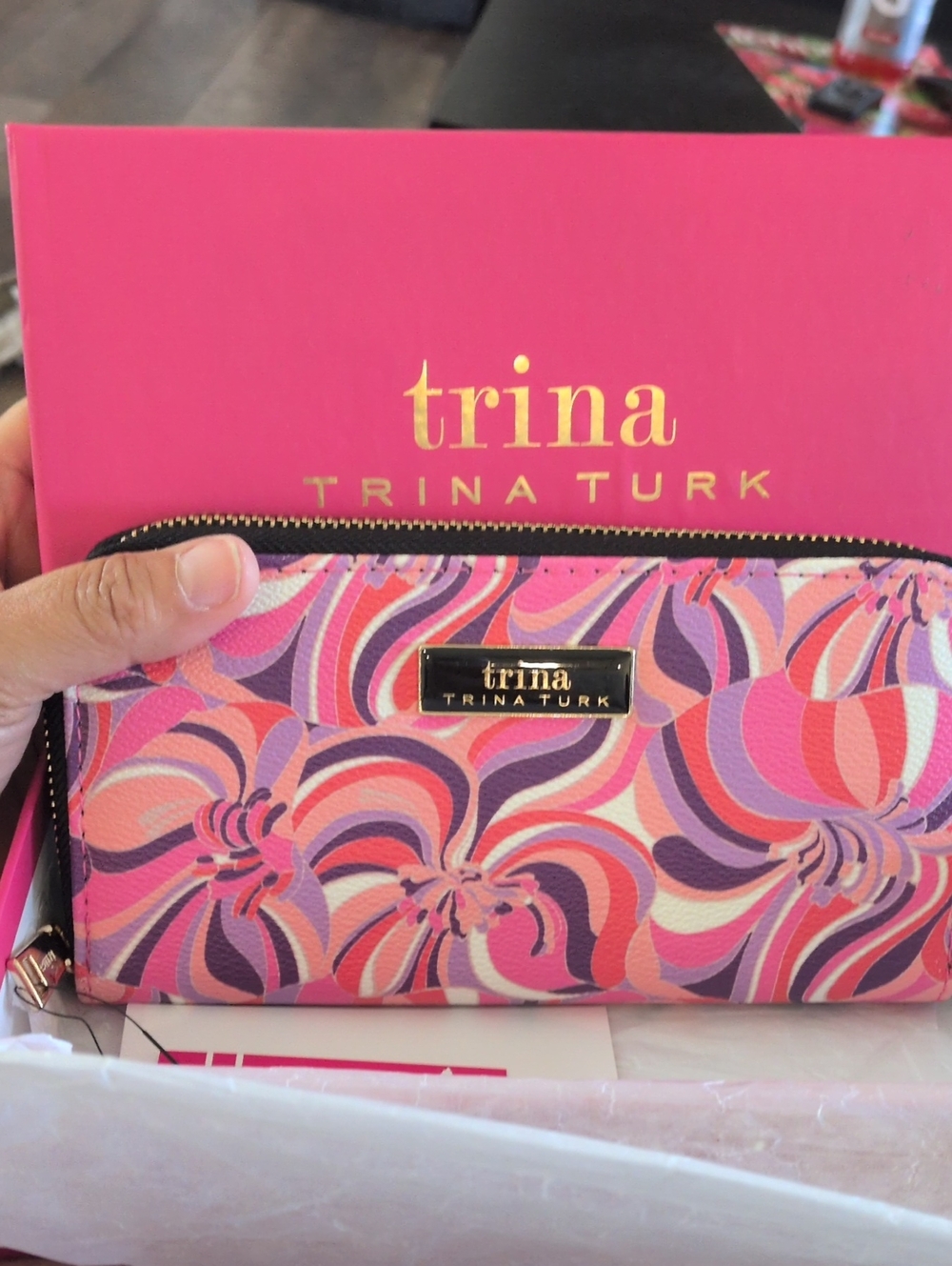 Trina Turk Sea Anemone Large Zip-Around Wallet NIB
